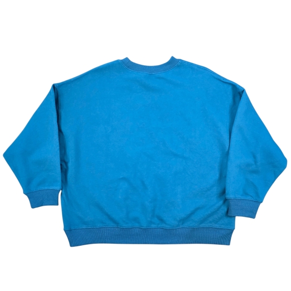 Natural Life Loved Embroidered Crewneck Sweatshirt Medium Teal Pink Hearts Boho - Picture 5 of 8